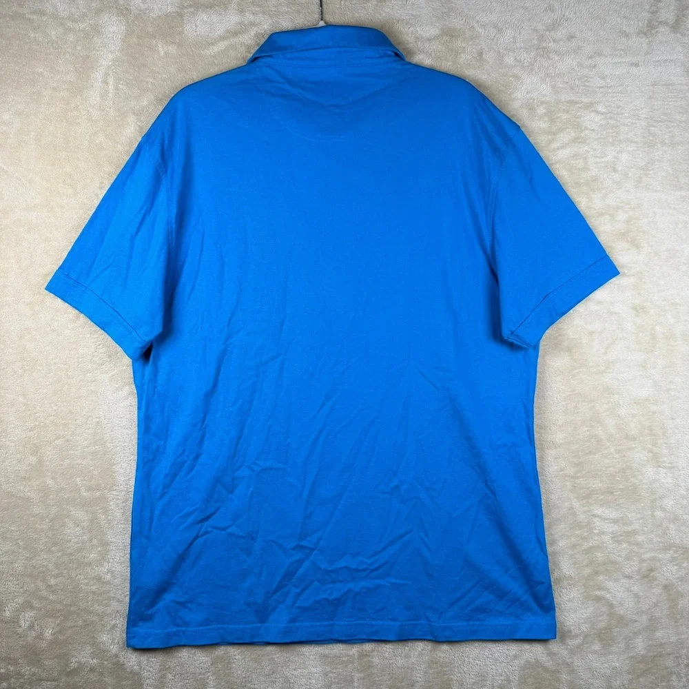 Barbour Mens XXL Blue‎ Short Sleeve Pocket Polo Shirt Tartan Trim Preppy Coastal